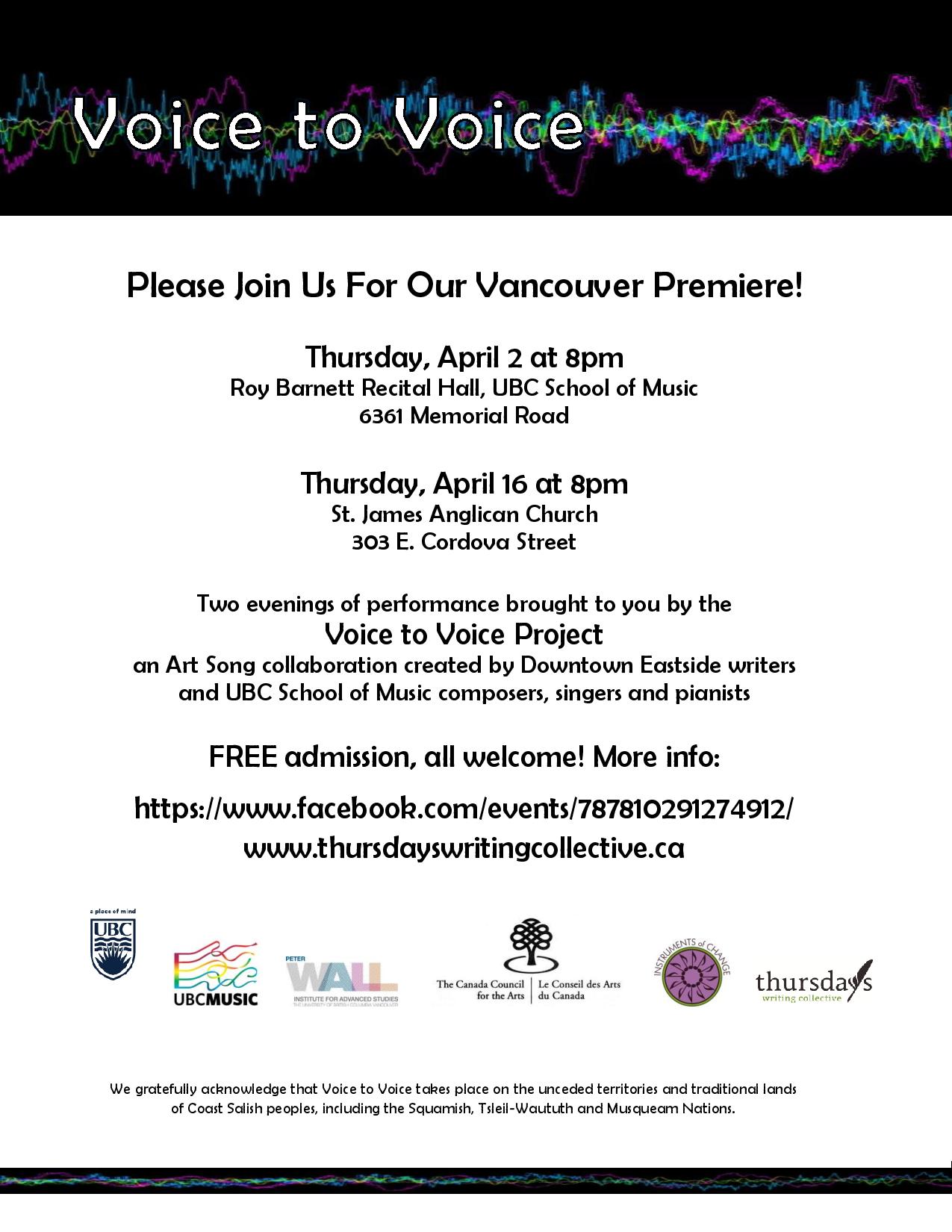 World Premiere of Voice to Voice Project